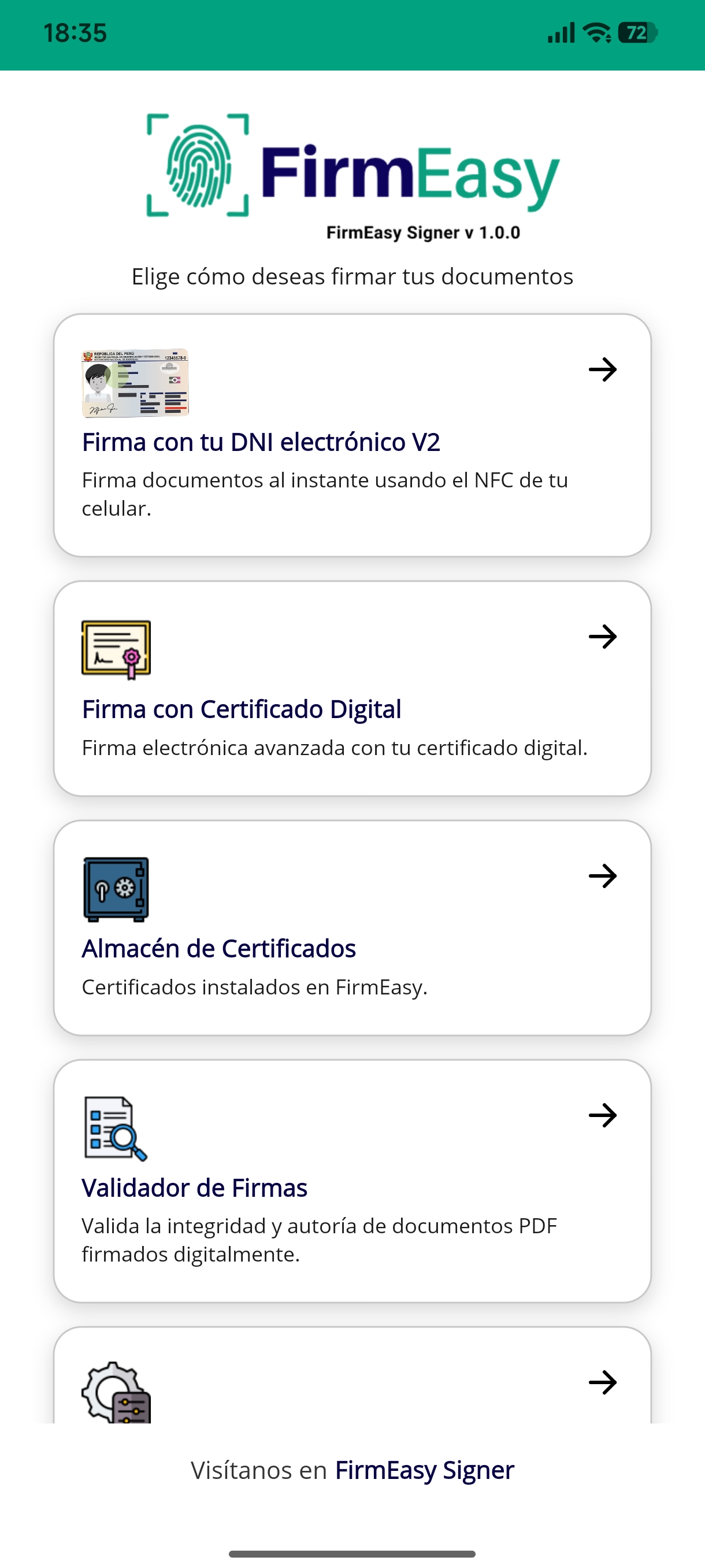 Menú principal